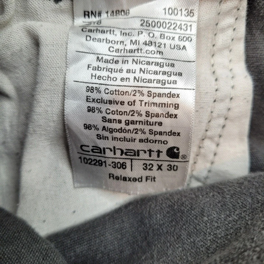 Carhartt Utility Pants Mens 32x30 Gray Relaxed Fit Rugged Flex Rigby 102291-306